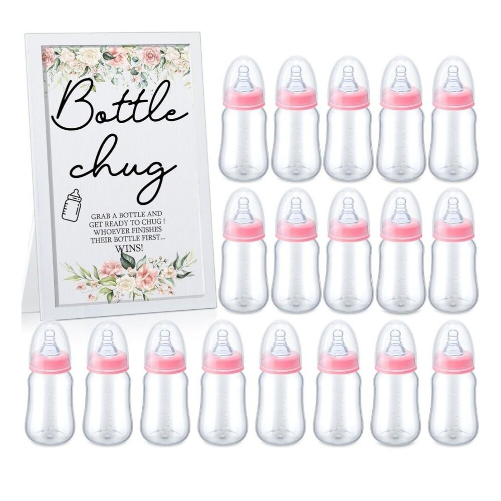 Bottle Chug Baby Shower Game Favors Including Flower Theme Bottle Chug Game